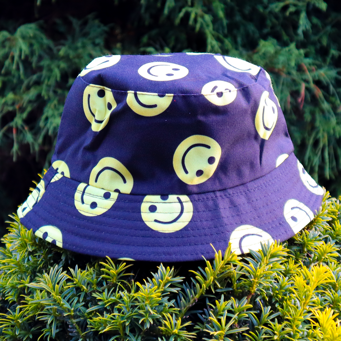 Turn That Frown Upside-Down Black Bucket Hat