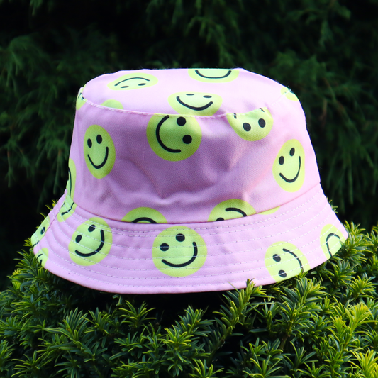 Turn That Frown Upside-Down Pink Bucket Hat